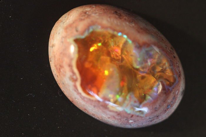 Fire opal matrix, Mexico, cabochon, 24.9 ct 