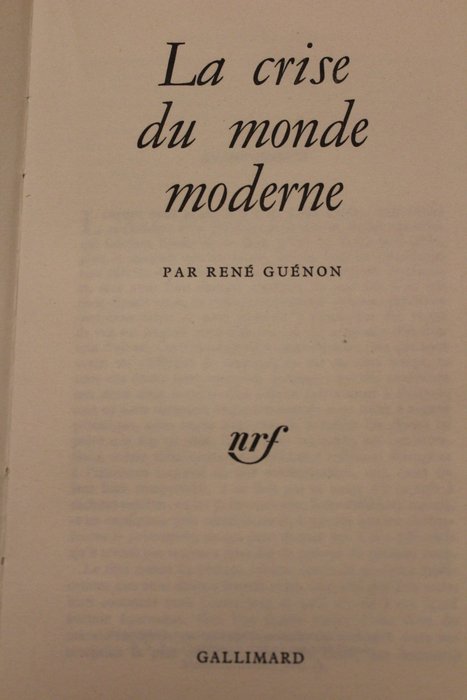 René Guénon - La crise du monde moderne - 1964 - Catawiki