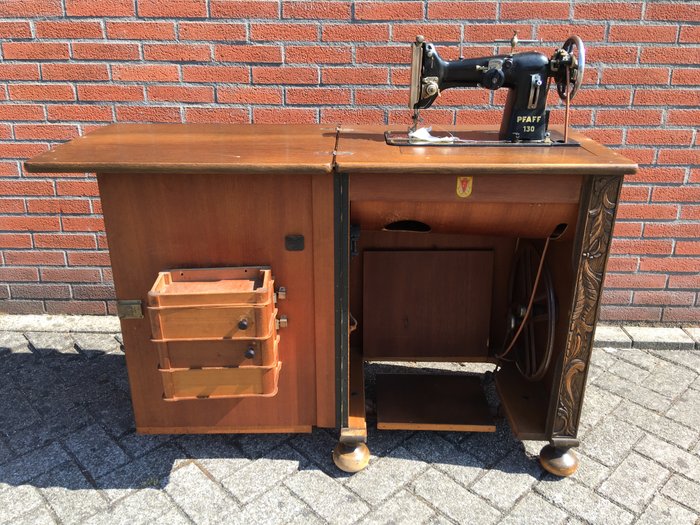 Pfaff Sewing Machine In A Wood And Metal Cabinet Catawiki