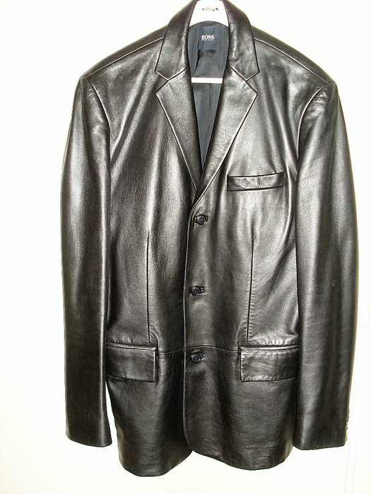 hugo boss leather coat