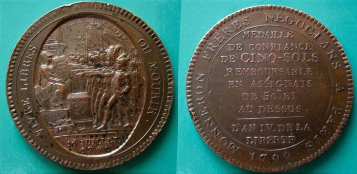 Französische Revolution Medaille 14. Juli 1790

