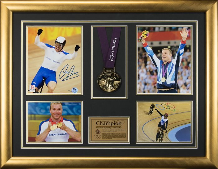 Personally Signed Sir Chris Hoy Olympic Framed Display with Replica Olympic Medal
