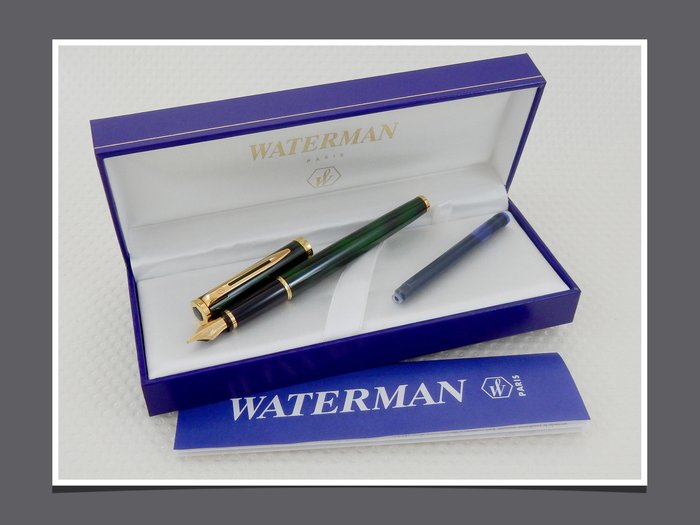 Waterman Preface Green Marble GT Fountain Pen Med Point 18K Gold Nib New NOS 