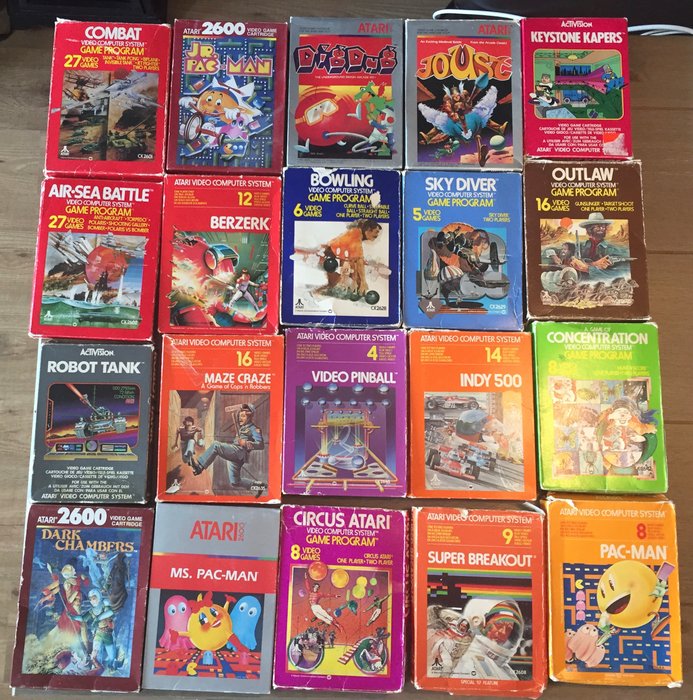 Lote De 20 Juegos Atari 2600 En Caja Berzerk Dig Dug Indy 500