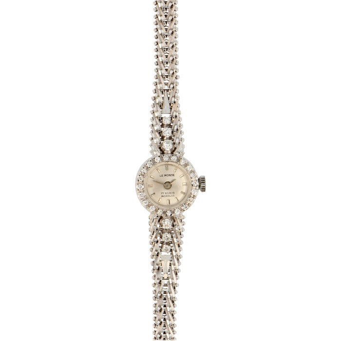 White gold Le Monde women´s wristwatch set with diamonds
