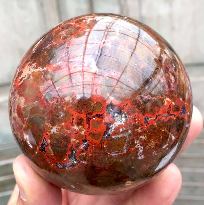 Sphere of ocean jasper with quartz 77 mm 705gm Catawiki