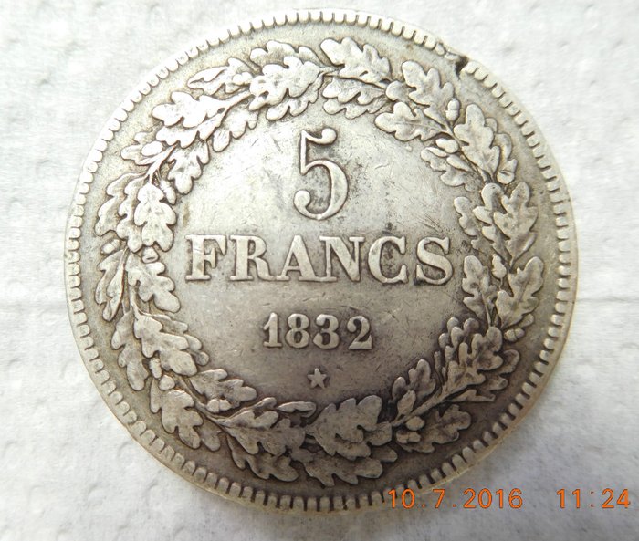Belgium - 5 Francs 1832 (Position B)