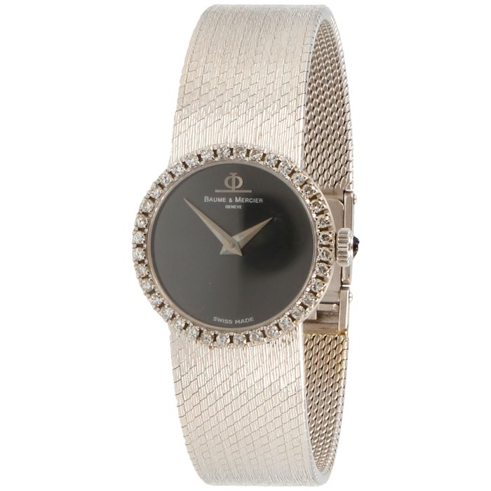 Baume & Mercier - em ouro branco - relógio de pulso de senhora com diamantes.