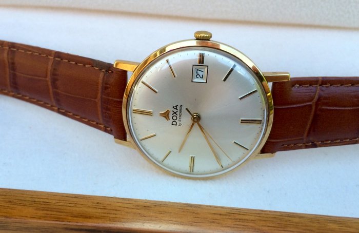 Doxa Synchron 14 kt gold men's wristwatch - c. 1971