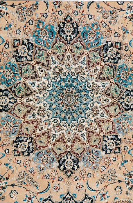 Authentic NAÏN CARPET 6LA in wool and silk, about 1,000,000 knots/m².