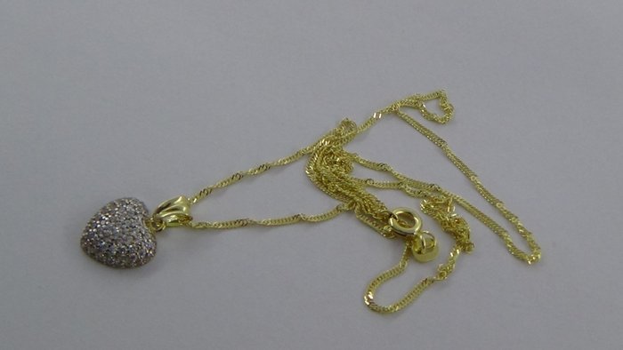 14 kt gold necklace with heart - Catawiki
