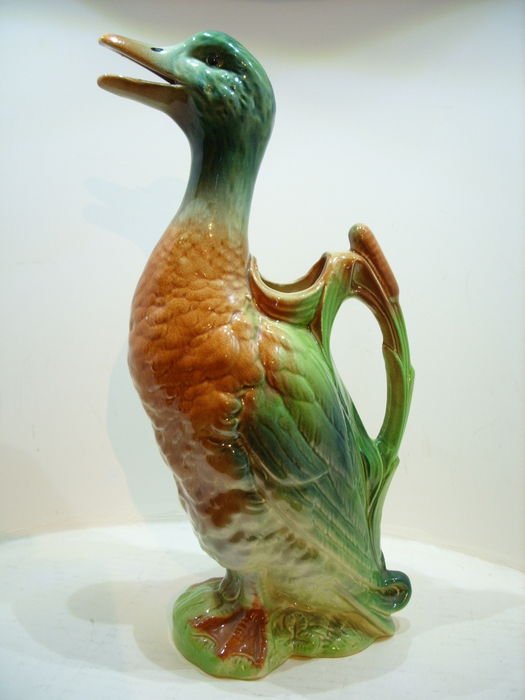 St. Clement vintage water jug in the shape of a duck - France - first half of 20th century

