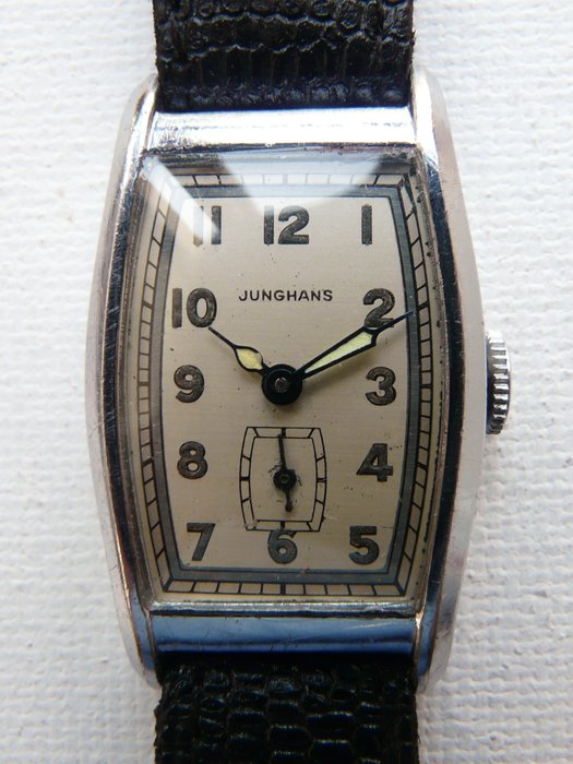 Reloj de pulsera de vestir para hombre JUNGHANS J86 tonneau. En torno a la última década de los años 1931 (Tercer Reich).   De interés para coleccionistas.