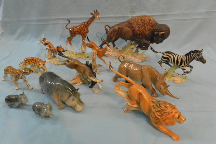 Goebel - 13 Porcelain Animal Figures, Partially from Serengeti Edition
