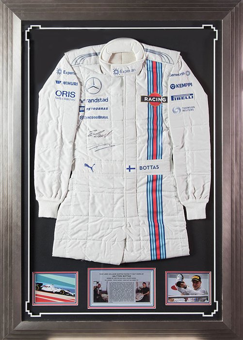 Signed & Race Used Valtteri Bottas & Felipe Massa Williams Martini F1 Framed Suit