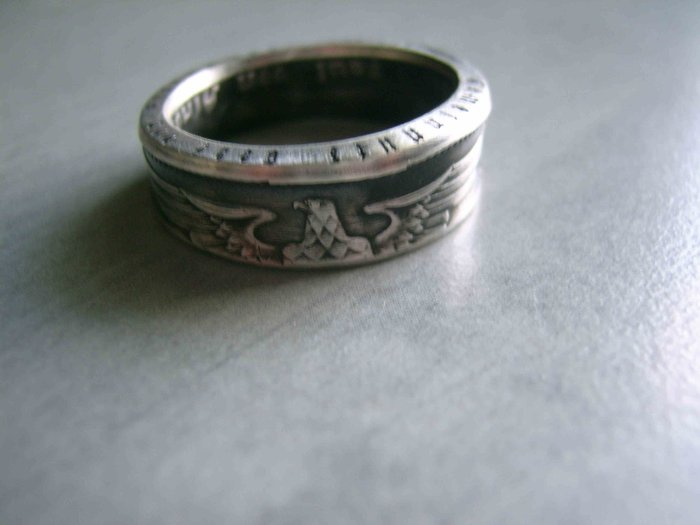 MENS RINGS SIZE 10 GERMAN ReichMark PRE 1939 SILVER REICHMARKS SILVER COIN RING 