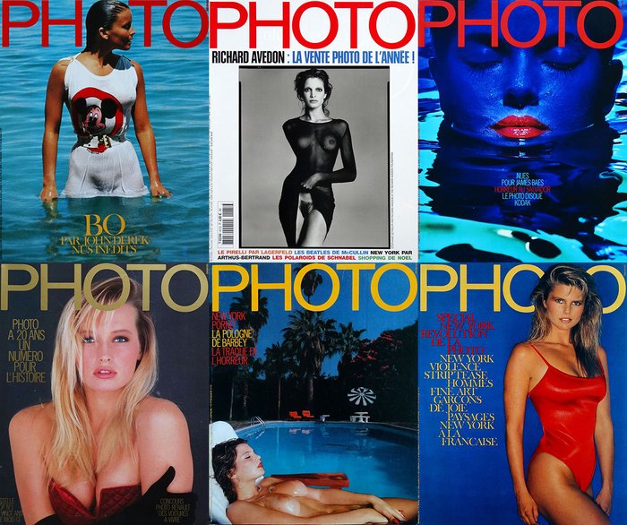 Collectie:  7  Franse sexy sensuele foto tijdschriften – Bo Derek, prinses Stephanie de Monaco, Jeanloup Sieff, Helmut Newton, Richard Avedon, Brassaï, Man Ray.  