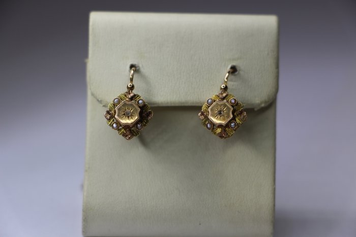 Yellow gold antique Victorian earrings - Catawiki