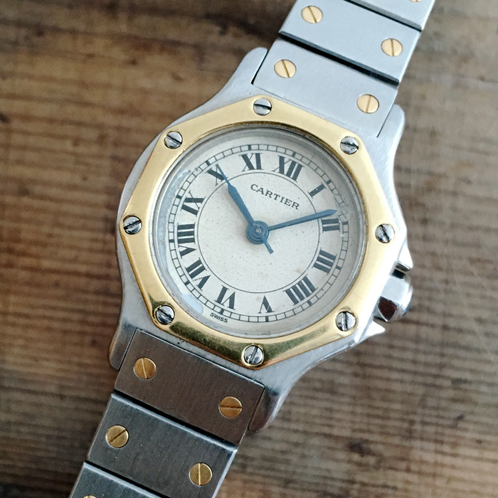 cartier silver santos octagon watch
