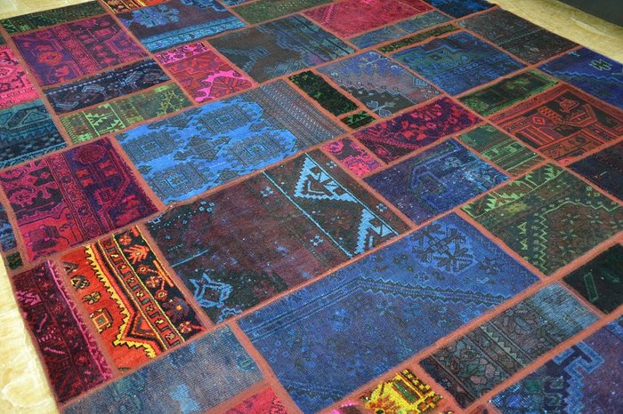  tapis persan moderne  tapis  patchwork vintage fait  la 