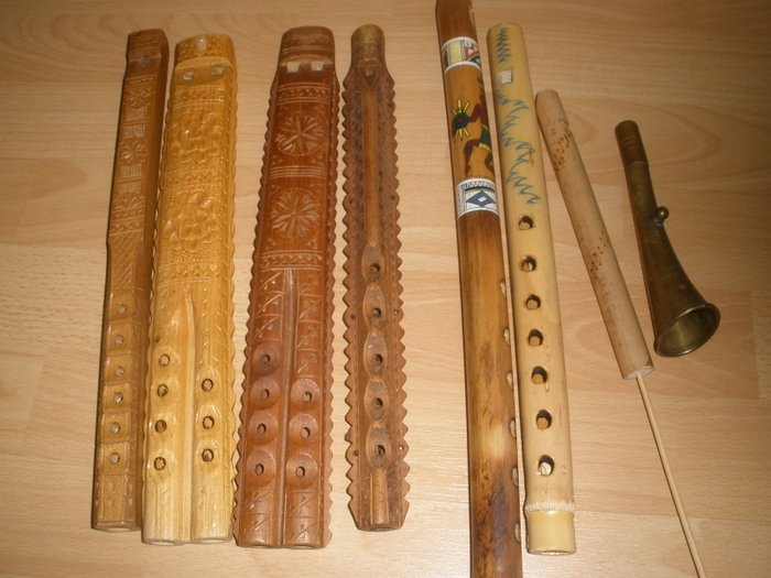 Seven types of wooden flutes include Dvojachka from - Catawiki