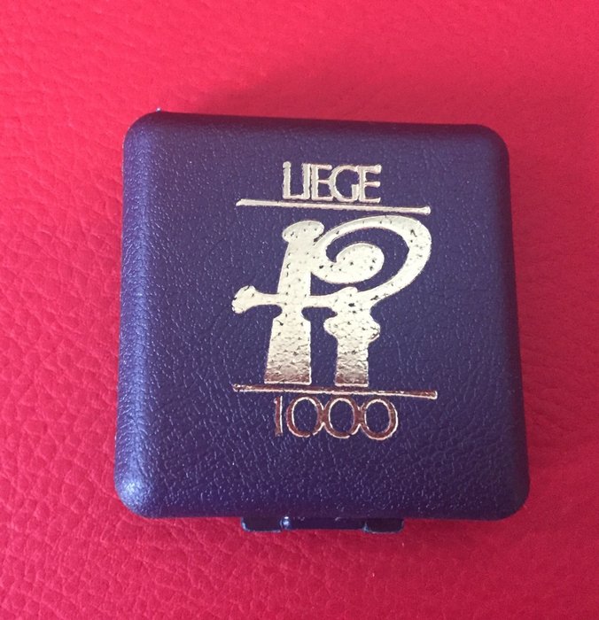 Belgien - Medalj 1980 "1000 ans de Liège" - Platina, i dess original box