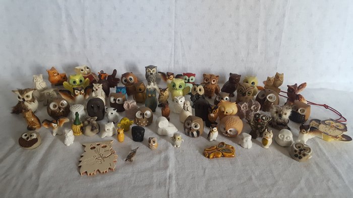 Beautiful collection of 68 miniature owls, owl, small owls

