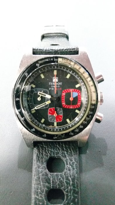 Reloj Pr516 de pulsera Tissot con cronógrafo, vintage, lemania - De los años 70.