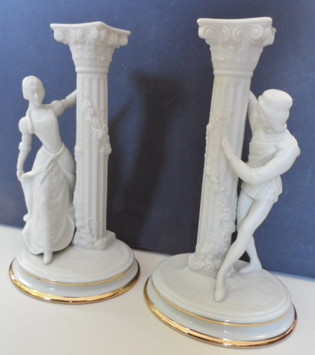 Franklin Mint - Two candlesticks, Romeo and Juliet
