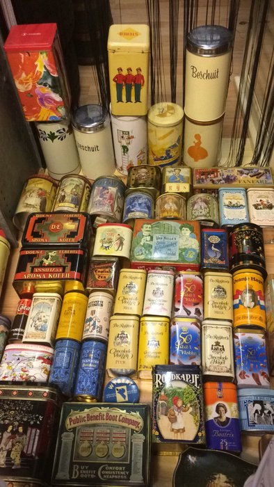 Large collection (60) old tins