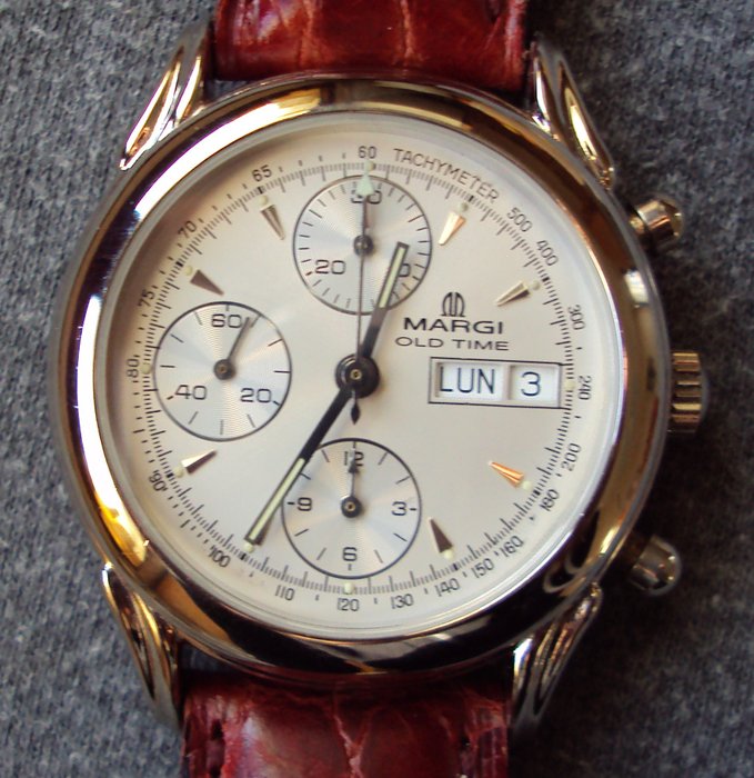 Margi – Montre-bracelet chronographe pour homme avec guichet jour et date