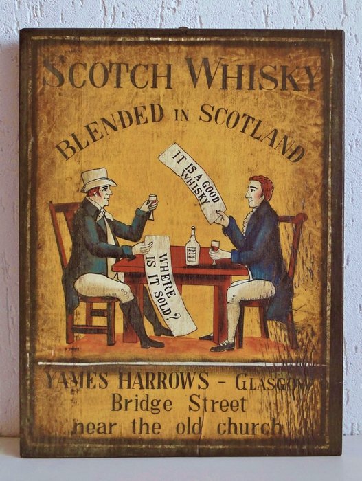 Vintage Scotch Whisky-B. D'Arte F. Conz. Painted on wood panel. +/-1970.