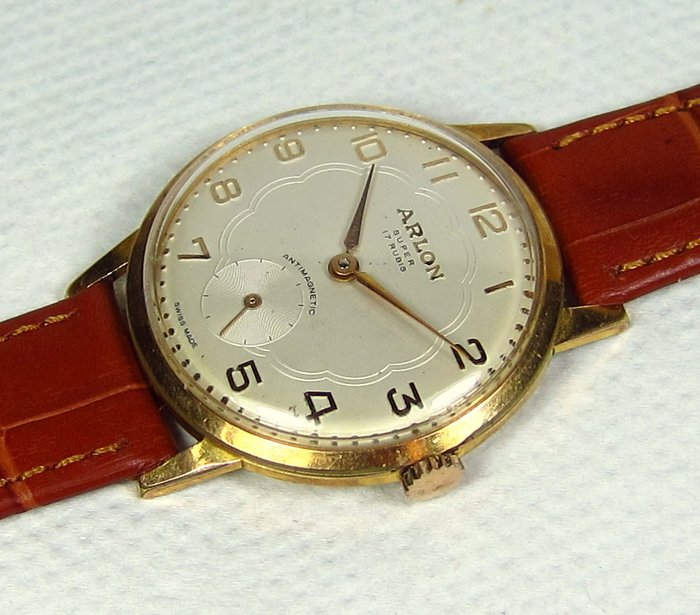 Arlon Swiss Hand Winding Men's Watch-Gold Plated Case-1950s
