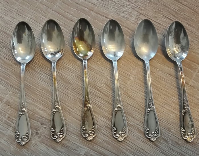 6-piece coffee spoon vintage set in silver 800 - Art Nouveau style