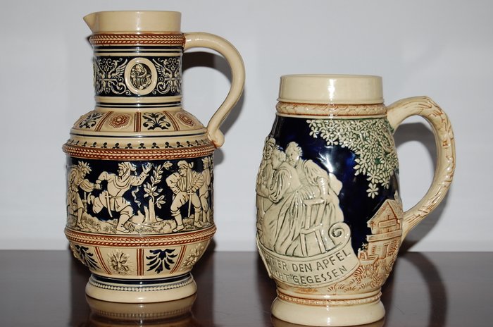 2 antique ceramic Marzi & Remy Stein beer jar and beer mug.