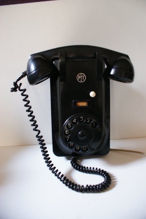 Bakelite hanging telephone, PTT, ca. 1955