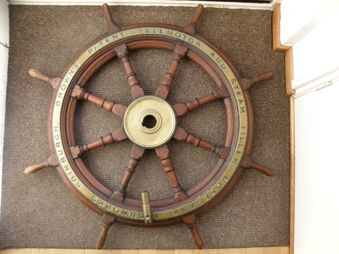 Brown's brothers teak wood ships steering wheel 