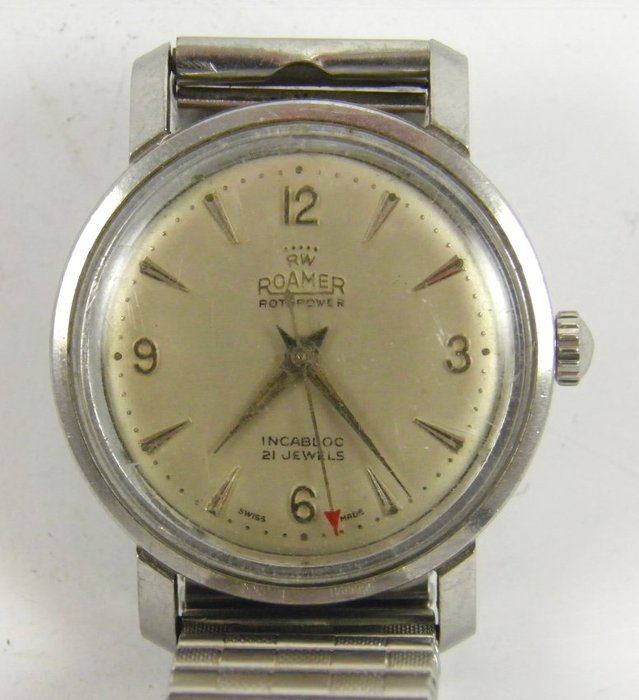 Reloj de pulsera Roamer Rotopower de los años 60 para hombre, con 21 rubíes 