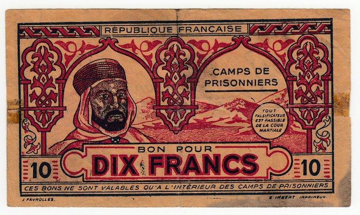France - POW camps North Africa, 10 Francs - Campbell 2340