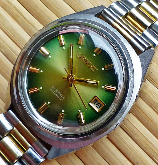 Reloj de pulsera automático Orient 21 piedras preciosas del año 1977 con indicador de fecha para hombre