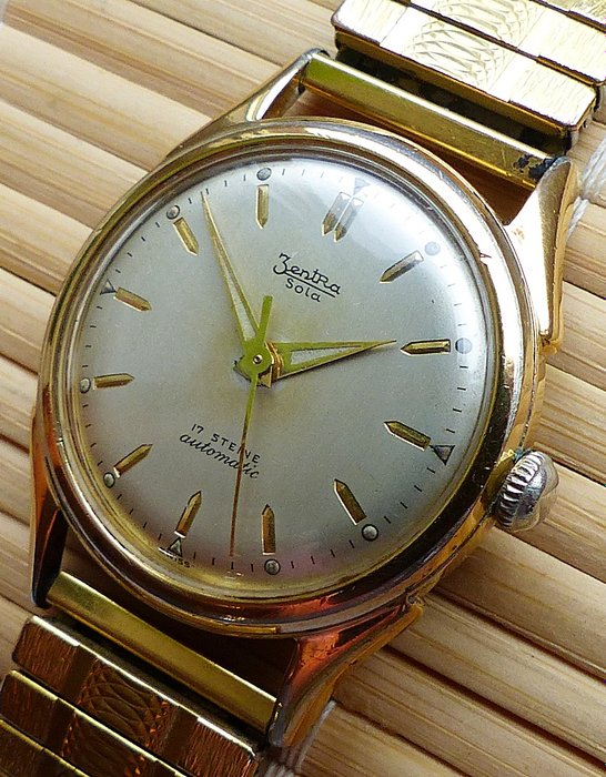 ZENTRA SOLA automatic 17 jewels -- men's wristwatch from the 1950s/60s -- very rare collectors' piece