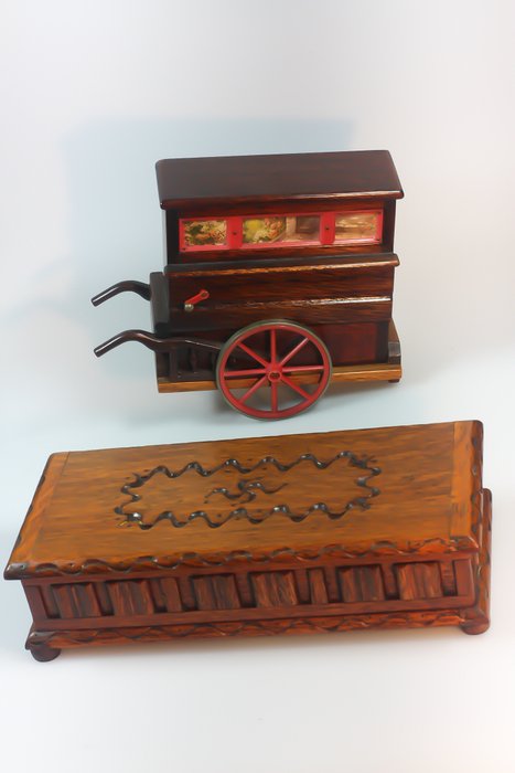 Antique musical box, set of 2 Tallent of Old Bond Street Reuge box - barrel organ