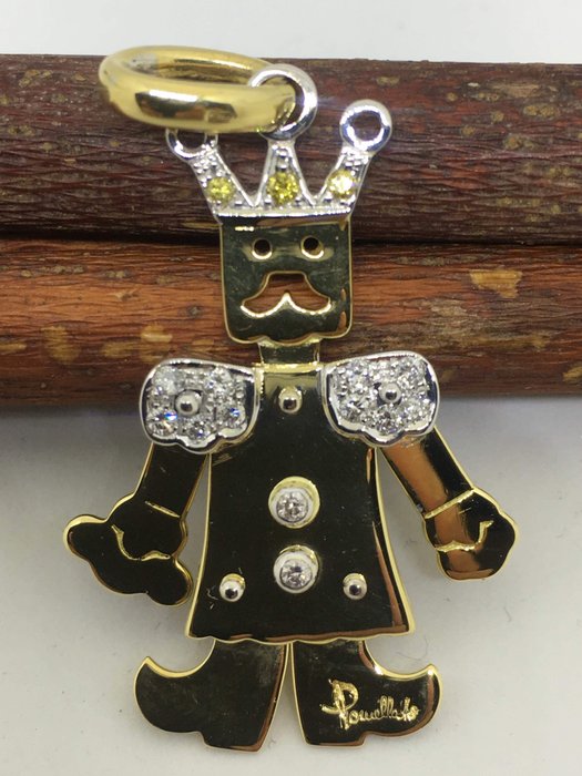 Pomellato - King's pendant - 18 kt gold with diamonds - length 4.1 cm