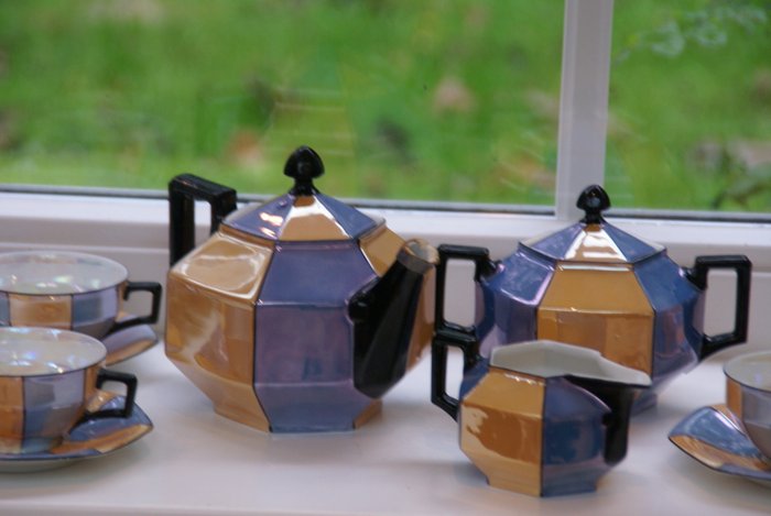 Art Deco lusterware tea set Czech, union K, 12 pieces