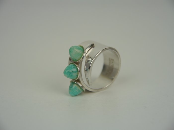 David Andersen - Norway, women's silver ring with amazonite, 925 silver