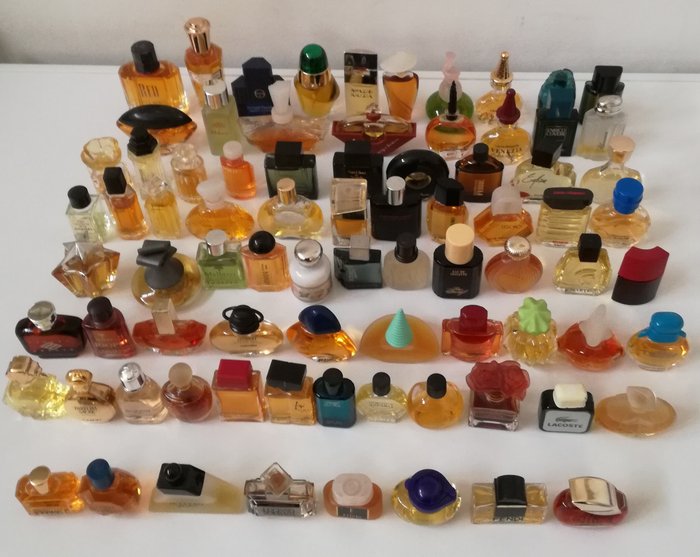 Lot of 80 miniature perfumes - women’s and men’s perfumes, eau de toilette, 4 ml to 13 ml (some are partly evaporated), no boxes