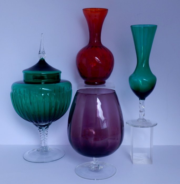 vintage Empoli glas - 4 stuks