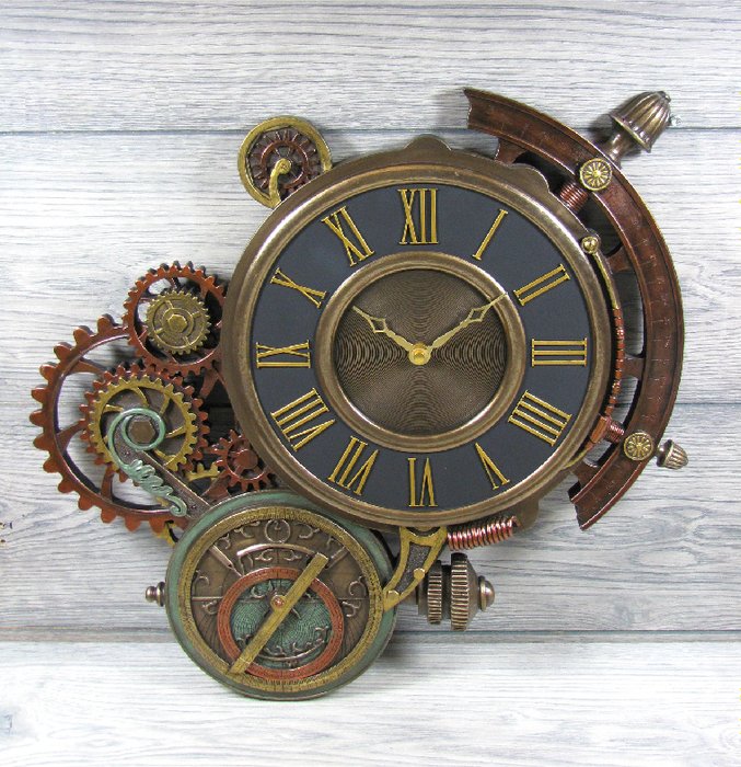 Large Vintage Industrial And Steampunk Wall Clock Catawiki - Steampunk Wall Clock Large