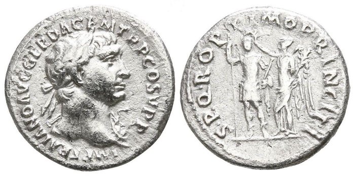 Roman Empire - Trajan Denarius 98-117 SPQR OPTIMO PRINCIPI
