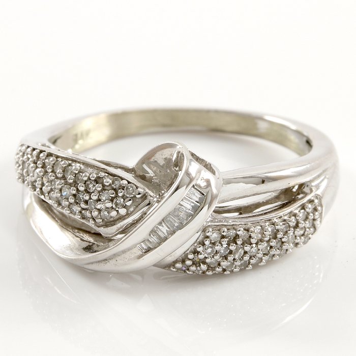 14 kt White Gold 0.25 ct Diamond Ring Size: 7 - No Reserve - Catawiki